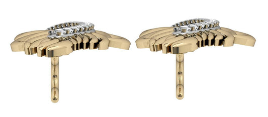 Feather Earring In Gold with diamonds - Jewelslane