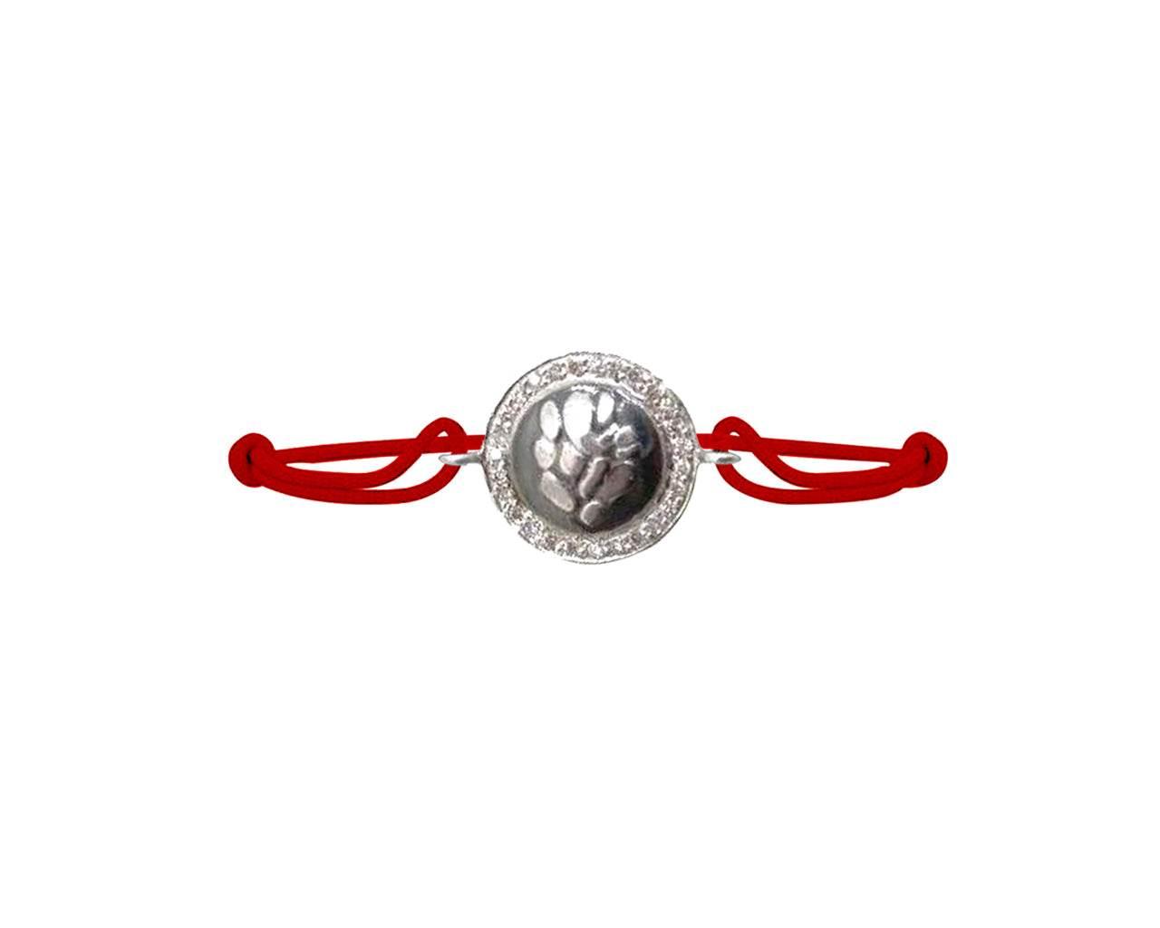 Ganesh Border Diamond Bracelet in Silver on nylon thread - Jewelslane