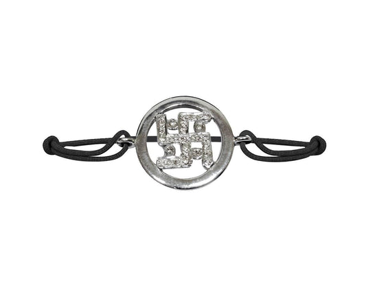 Swastik Inside Diamonds in Silver - Jewelslane