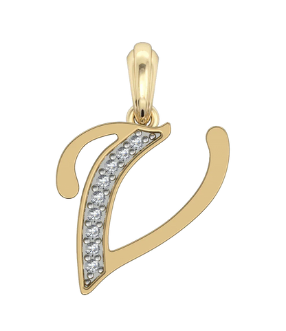 Gold Alphabet V charm - Jewelslane