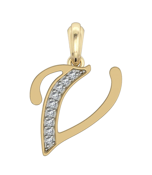 Gold Alphabet V charm - Jewelslane