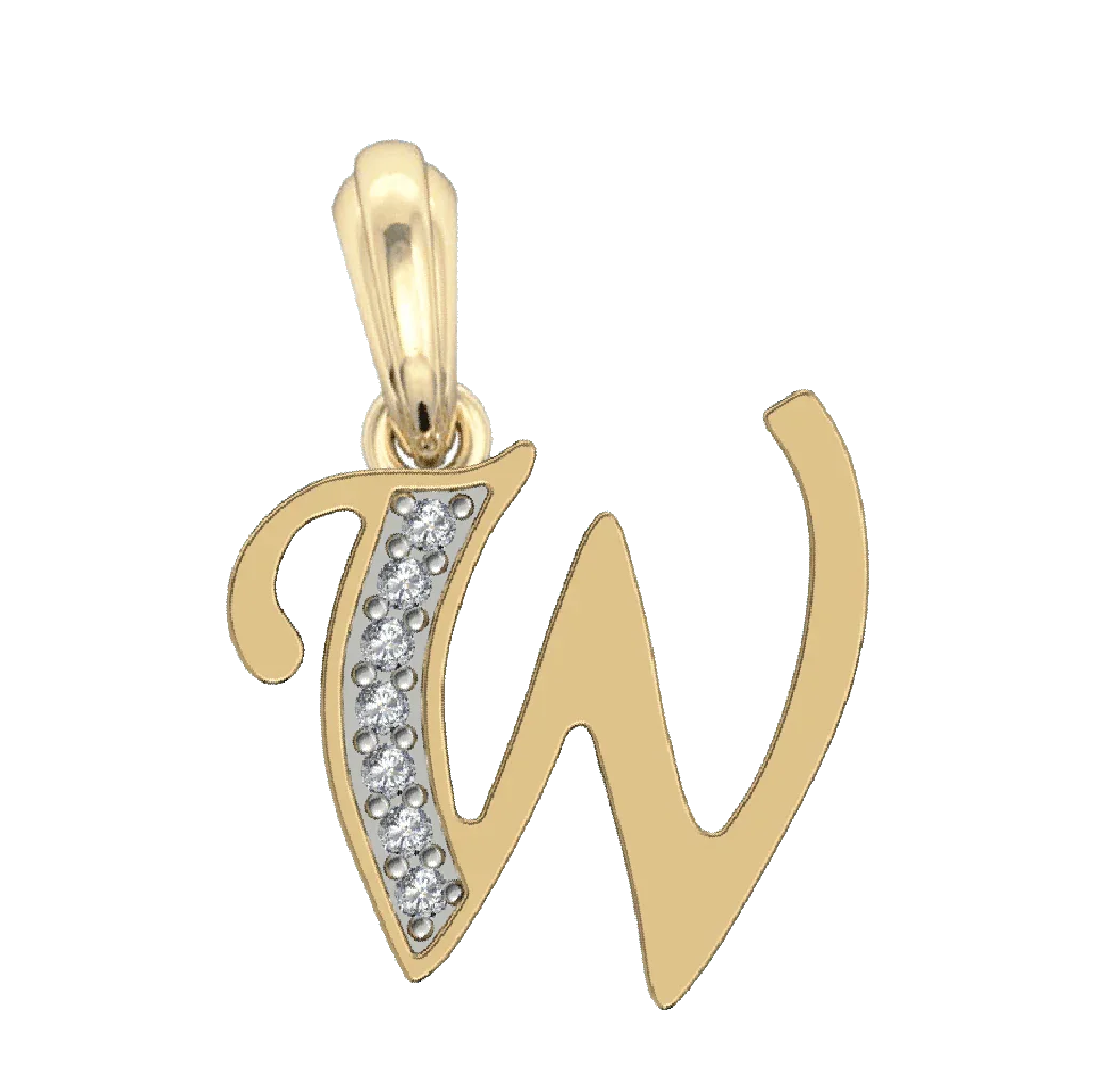 Gold Alphabet W charm - Jewelslane