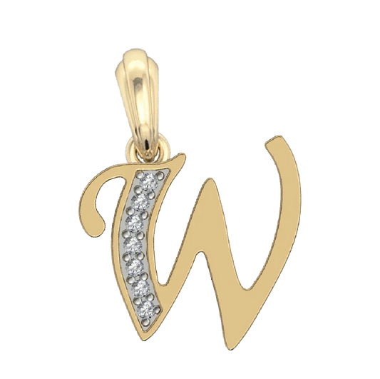 Gold Alphabet W charm - Jewelslane
