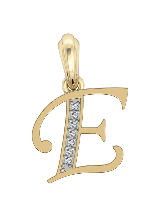 Gold Alphabet E charm - Jewelslane