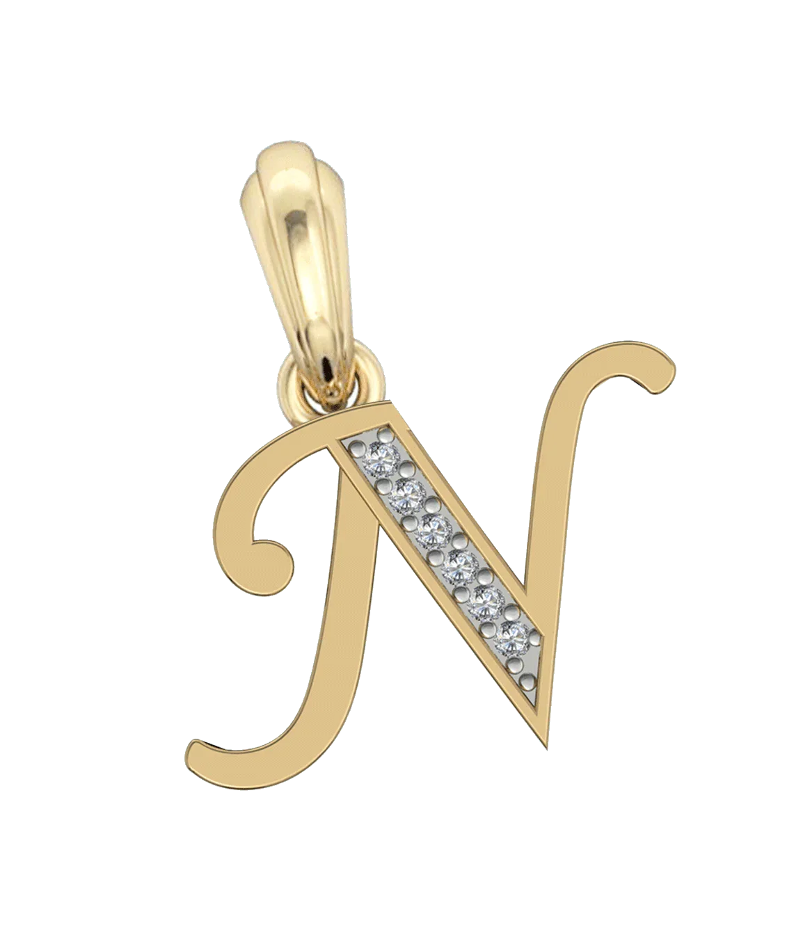 Gold Alphabet N charm - Jewelslane