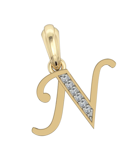 Gold Alphabet N charm - Jewelslane