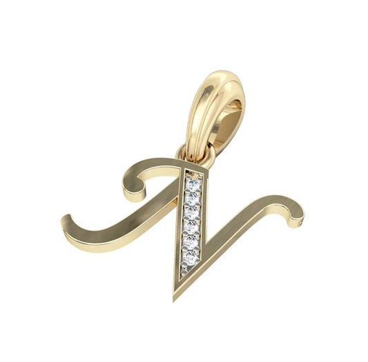 Gold Alphabet N charm - Jewelslane