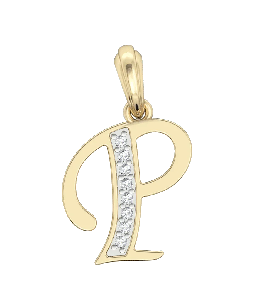 Gold Alphabet P charm - Jewelslane