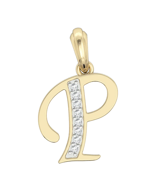 Gold Alphabet P charm - Jewelslane