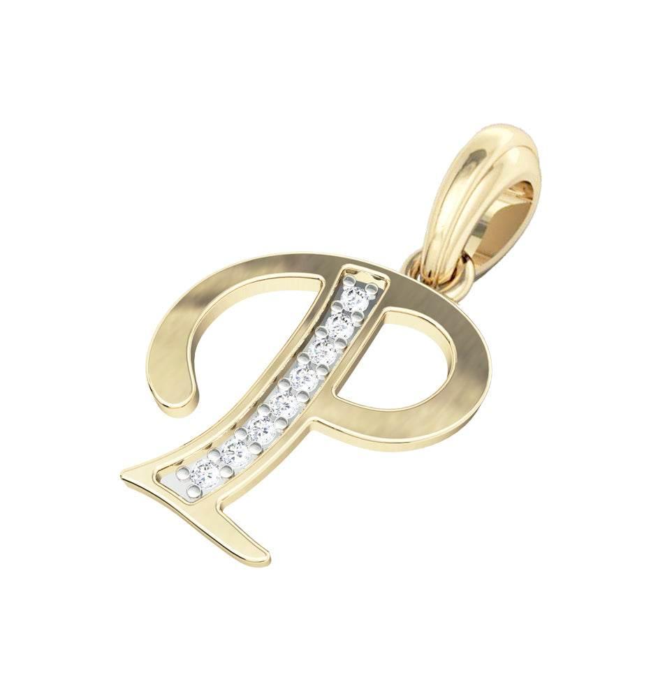 Gold Alphabet P charm - Jewelslane
