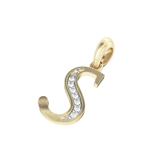 Gold Alphabet S charm - Jewelslane