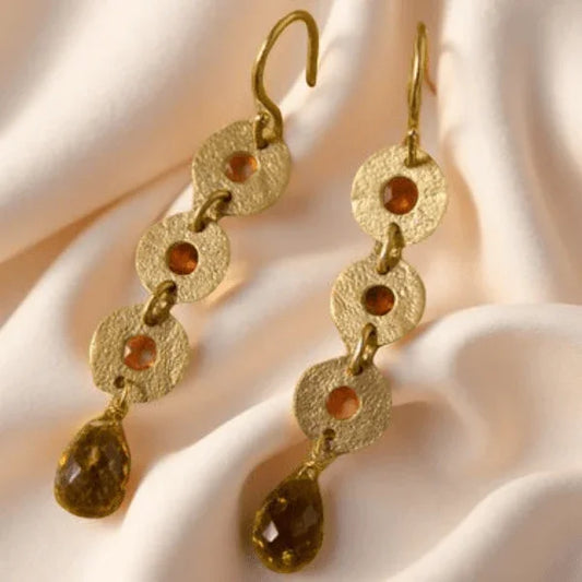 Gold Earrings with Citrine - Jewelslane