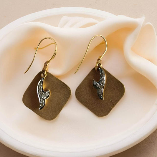 Gold Earrings with Diamonds Hangers - Jewelslane