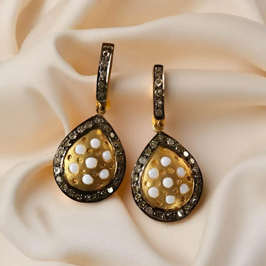 Gold Earrings with Single Cut Diamonds - Jewelslane