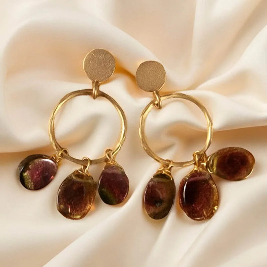 Gold Hoop Earrings with Tourmaline - Jewelslane