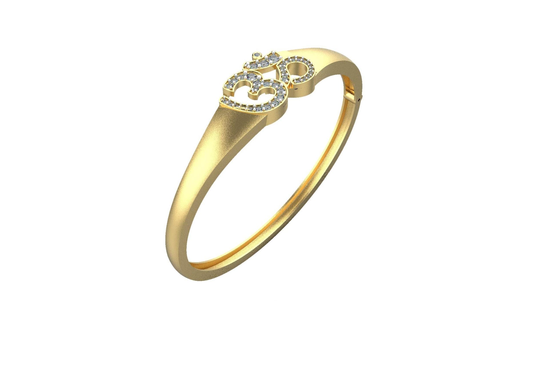 Propitious Gold OM bangle with diamonds in 14k hallmarked gold - Jewelslane