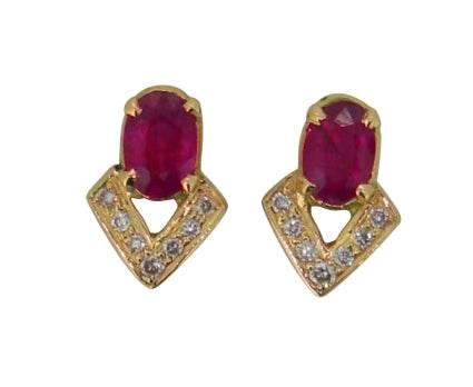 Ruby & Diamond Earring in Gold - Jewelslane