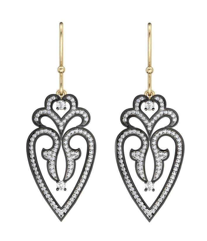 Gold & silver Victorian style earring - Jewelslane