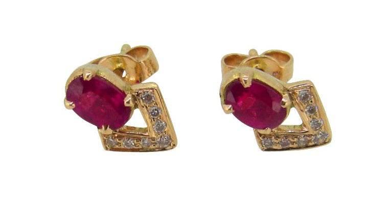 Ruby & Diamond Earring in Gold - Jewelslane