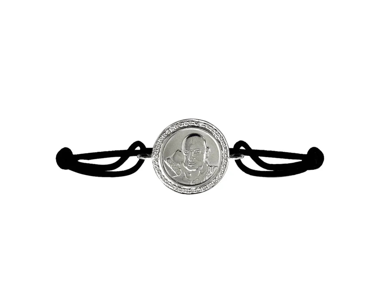 Auspicious Guruji Swaroop Bracelet in Silver with Diamonds - Jewelslane