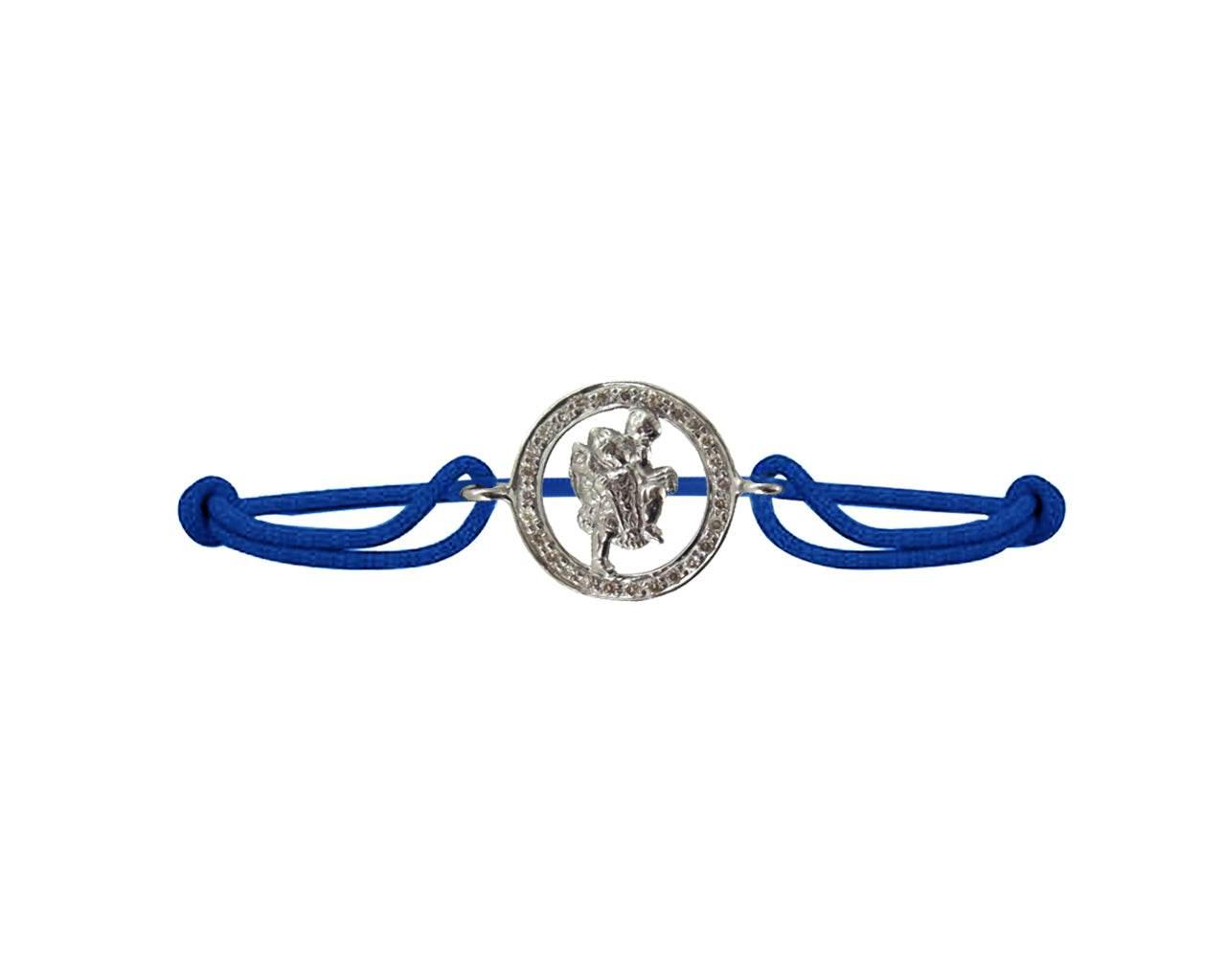 Hanuman Border Diamond Bracelet in Silver with 27 Diamonds - Jewelslane