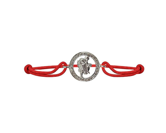 Hanuman Border Diamond Bracelet in Silver with 27 Diamonds - Jewelslane
