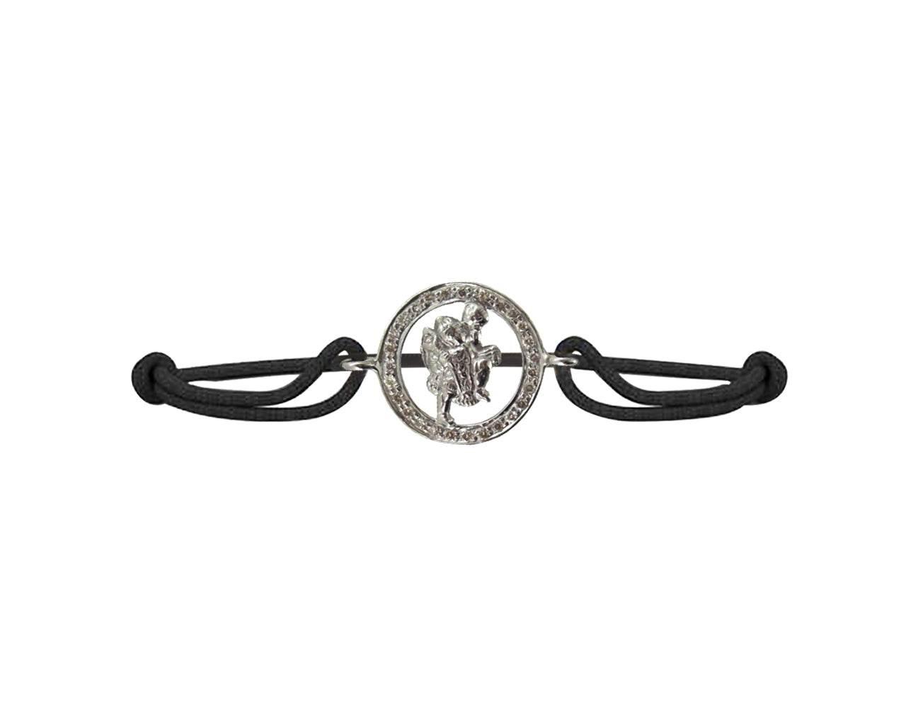 Hanuman Border Diamond Bracelet in Silver with 27 Diamonds - Jewelslane