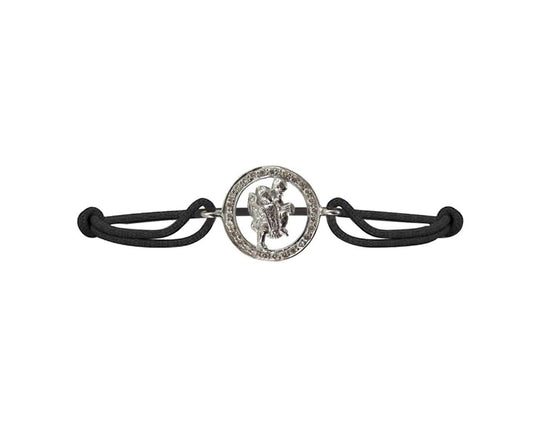 Hanuman Border Diamond Bracelet in Silver with 27 Diamonds - Jewelslane