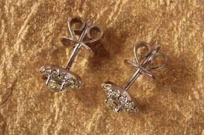 Diamond Cluster Earrings in White Gold - Jewelslane