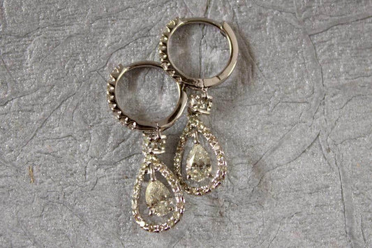 Pear Shape Diamond Danglers - Jewelslane