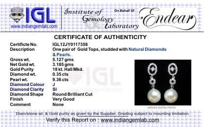 Diamond Earring with Pearl - Jewelslane