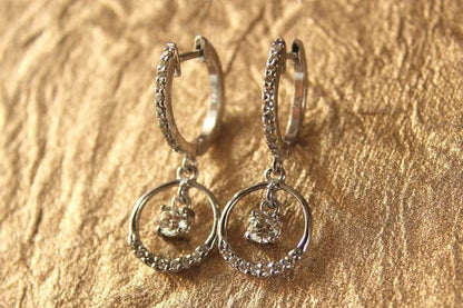 Diamond Hoops with Circle - Jewelslane