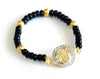 New Born Baby Girl Ik Onkaar Diamond Bracelet with Black Nazaria beads - Jewelslane