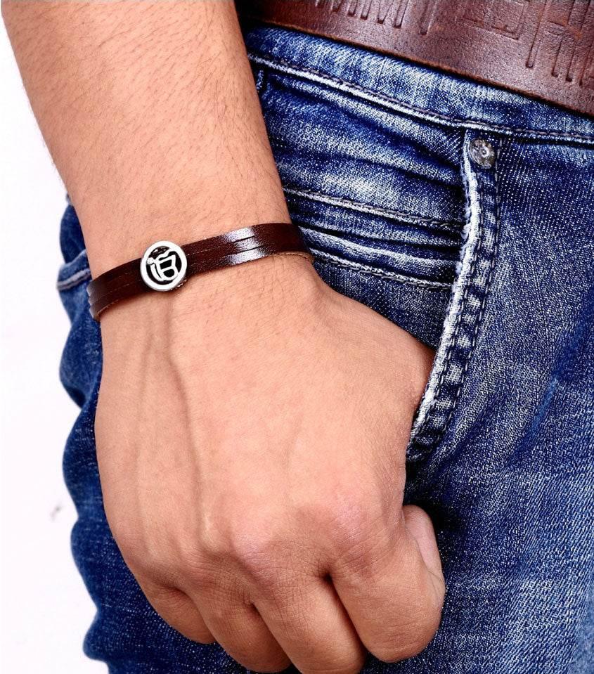 Ik Onkar Leather Bracelet - Jewelslane