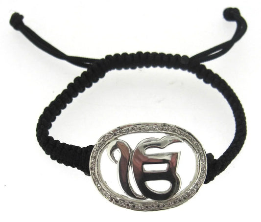 Ik Onkaar Bracelet in Silver with Diamond - Jewelslane