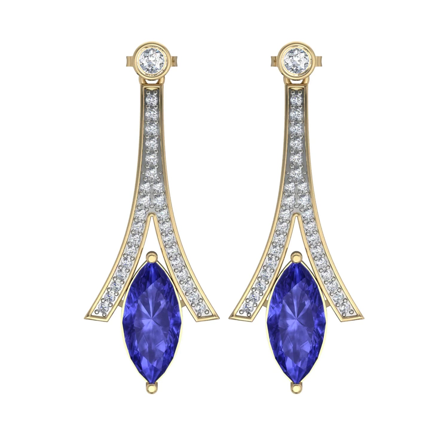 Iolite with Diamond Earrings - Jewelslane