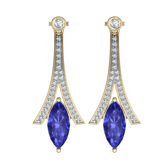 Iolite with Diamond Earrings - Jewelslane