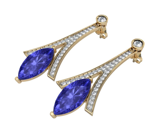 Iolite with Diamond Earrings - Jewelslane