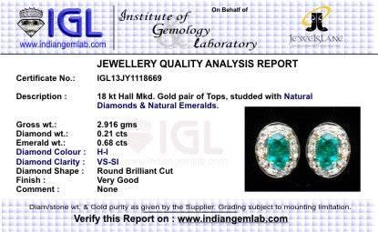 Emerald Earrings with Diamonds - Jewelslane