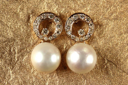 Diamond Earrings with Pearl Drop - Jewelslane
