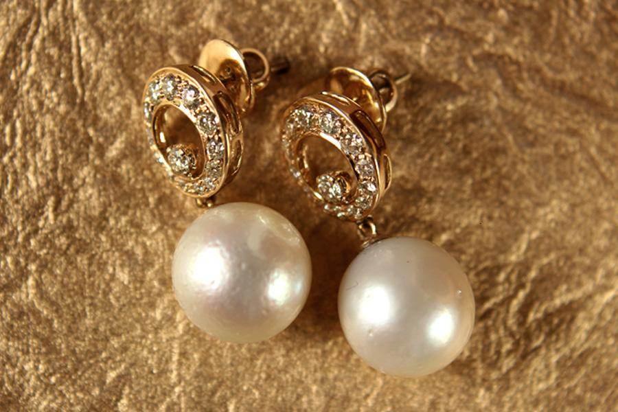 Diamond Earrings with Pearl Drop - Jewelslane