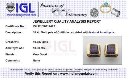 Amethysts Cufflinks in Gold - Jewelslane