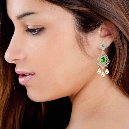 Adrika Emerald Diamond Earrings - Jewelslane