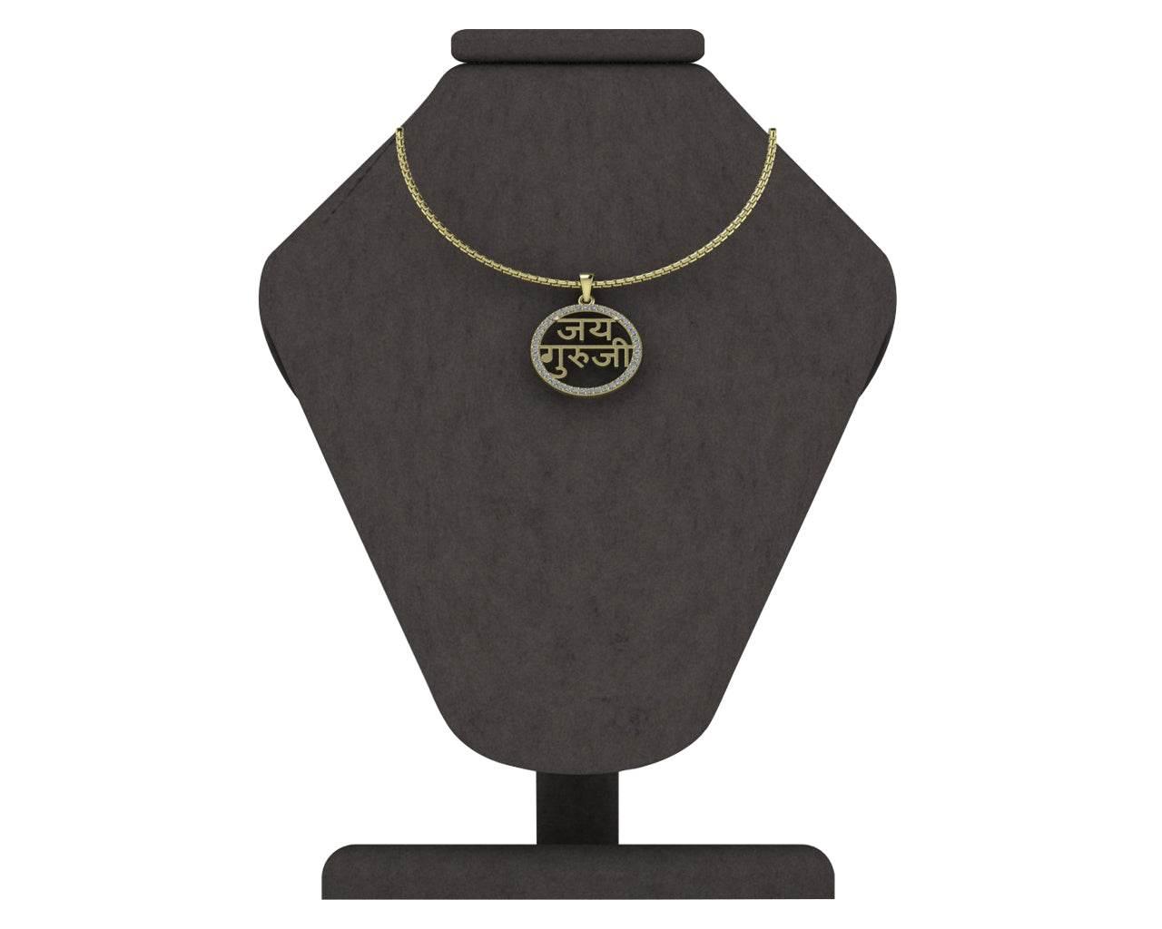 Jai Guru Ji Pendant with diamonds in 14k Gold - Jewelslane