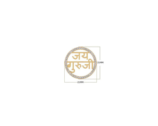 Jai Guru Ji bracelet with 21mm diameter charm set with diamonds in 14k Gold - Jewelslane