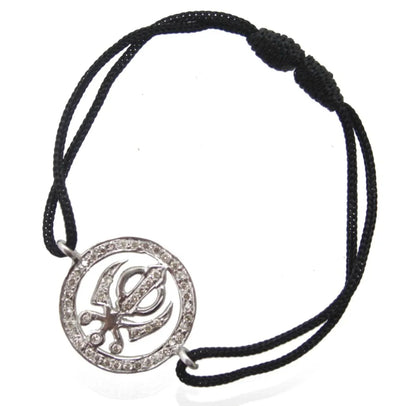 Khanda Full Diamond Bracelet in Silver - Jewelslane