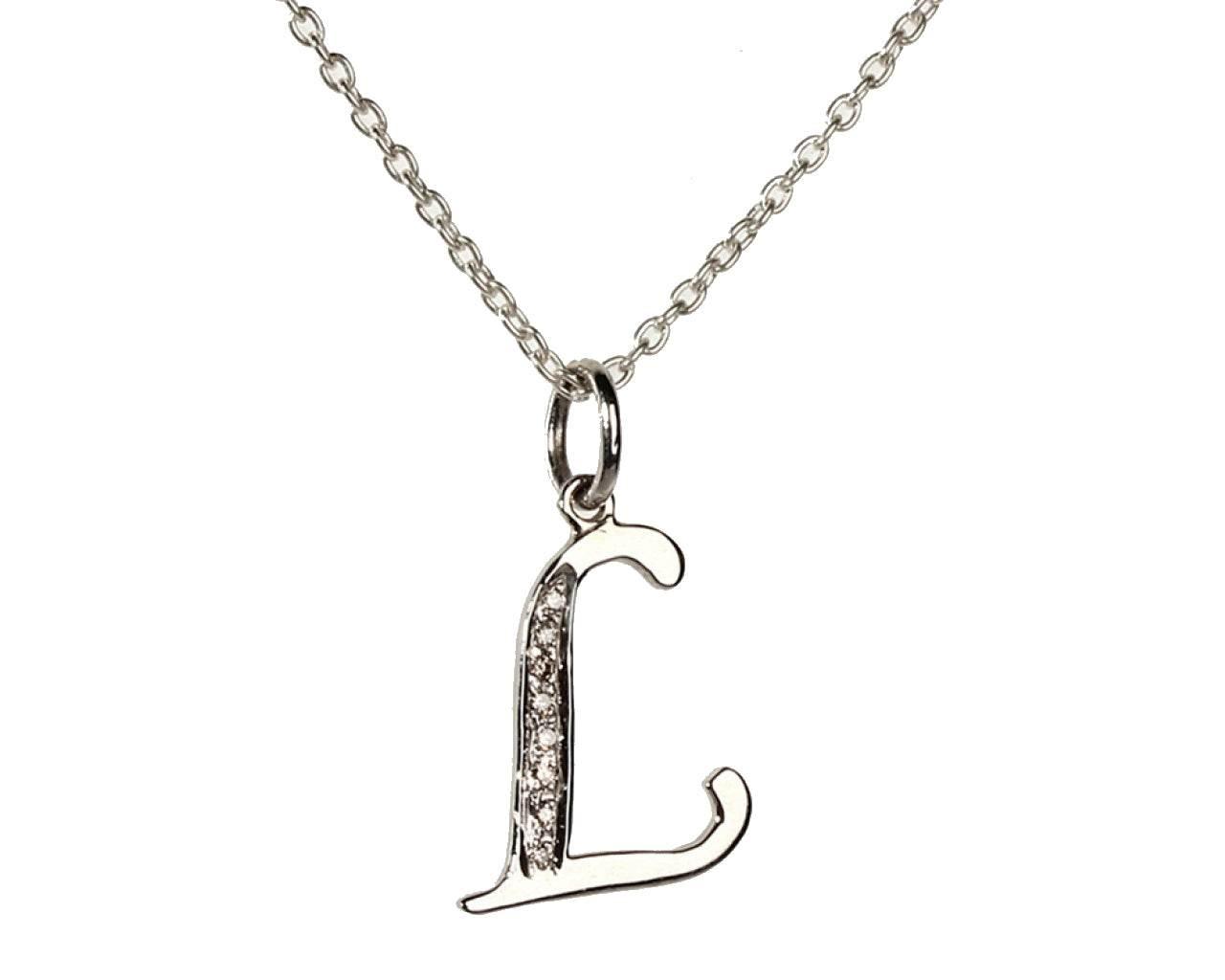 Alphabet L pendant with diamonds - Jewelslane