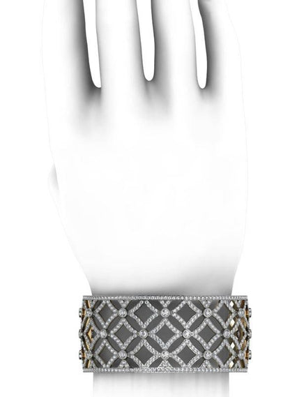 Latticework Wide Diamond Cuff - Jewelslane