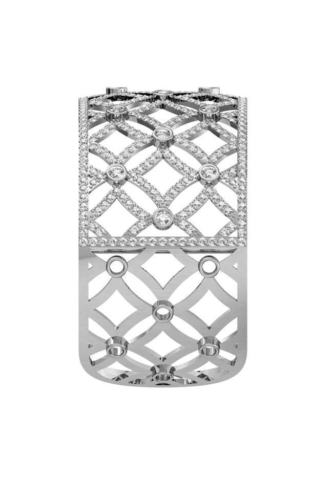 Latticework Wide Diamond Cuff - Jewelslane
