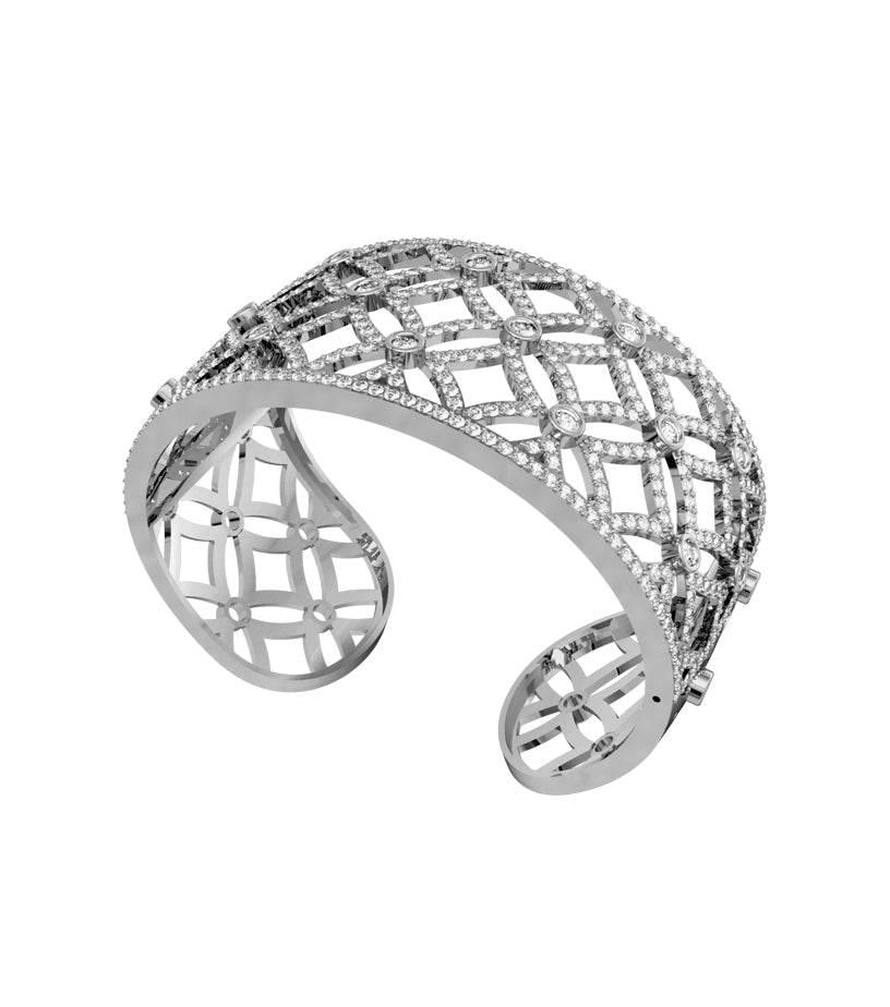 Latticework Wide Diamond Cuff - Jewelslane
